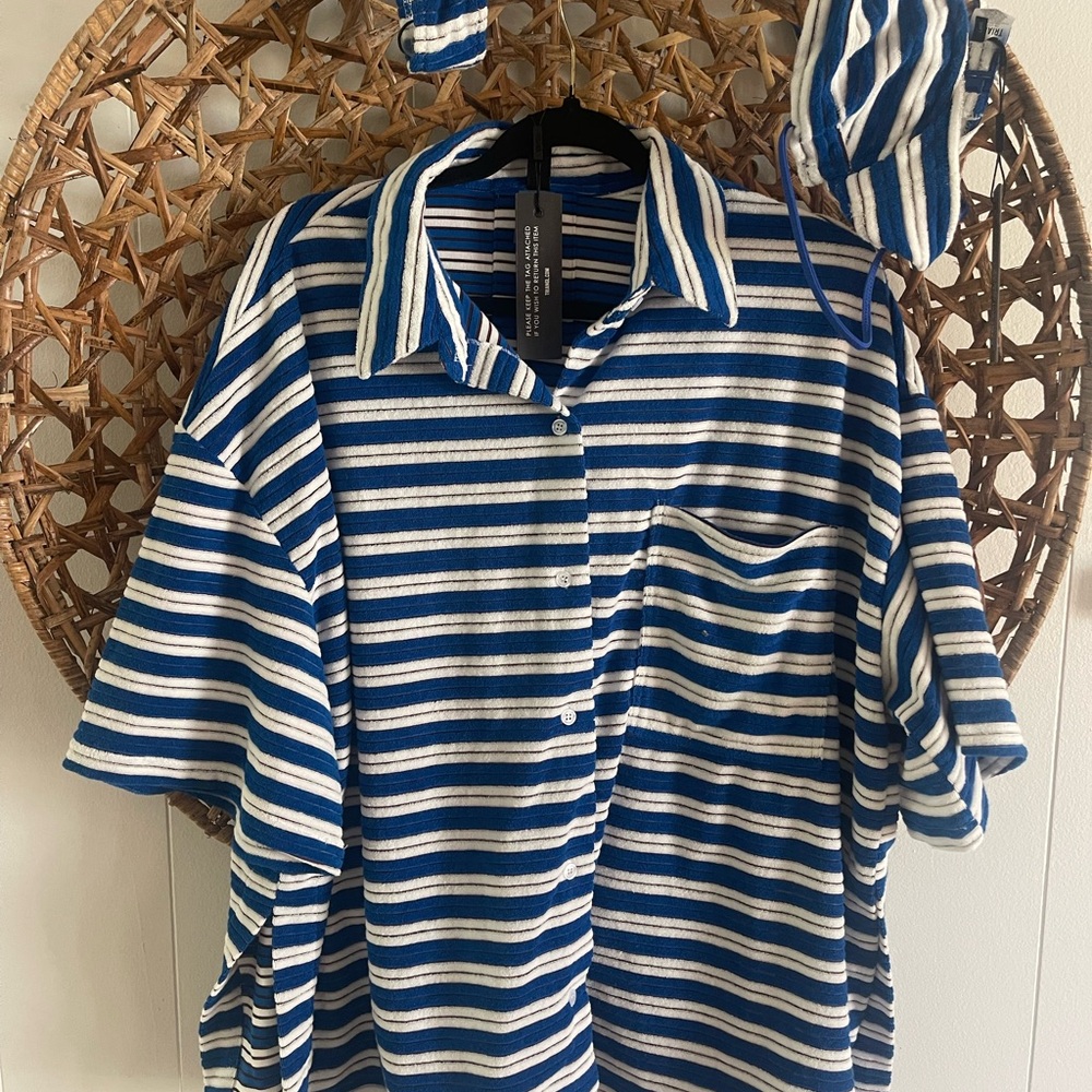 Two piece triangle swimsuit with cover-up